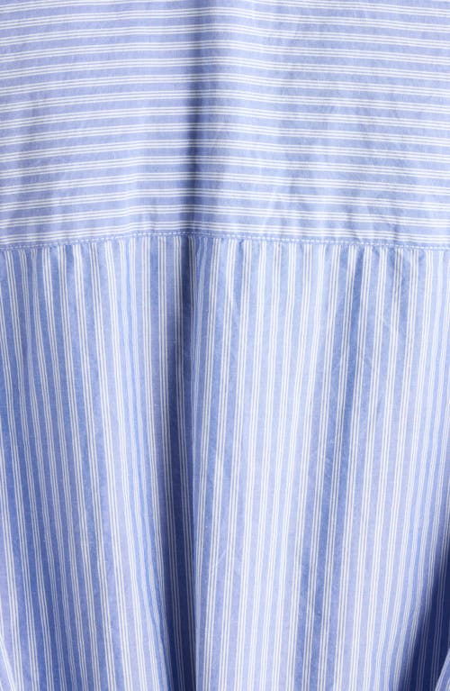 Balenciaga Cut Up Stripe Asymmetric Oversize Cotton Button-up Shirt In 4640 Blue/white