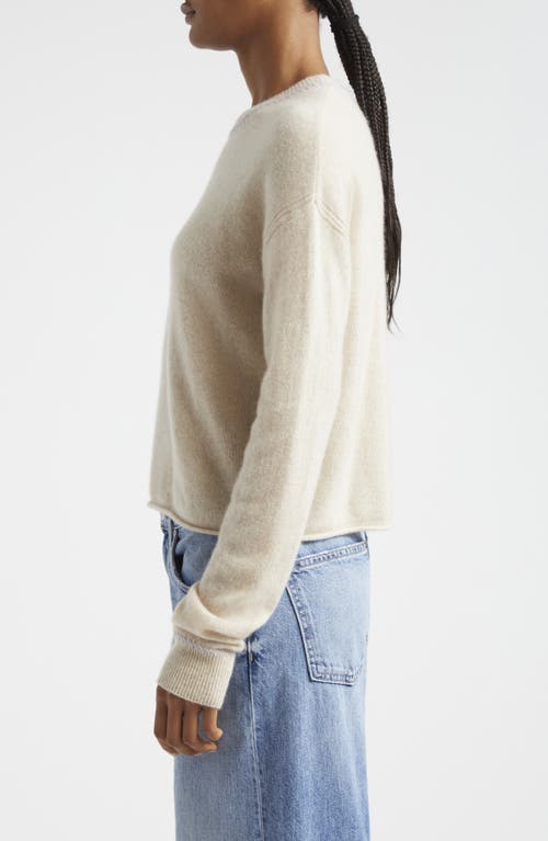 Shop Atm Anthony Thomas Melillo Whipstitch Trim Cashmere Sweater In Soft Oatmeal