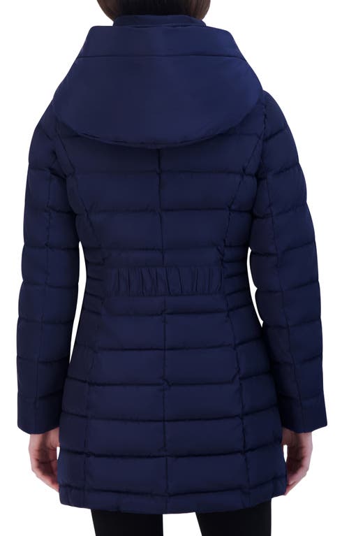 Laundry By Shelli Segal Quarter Bibbed Puffer Jacket In Evening Blue