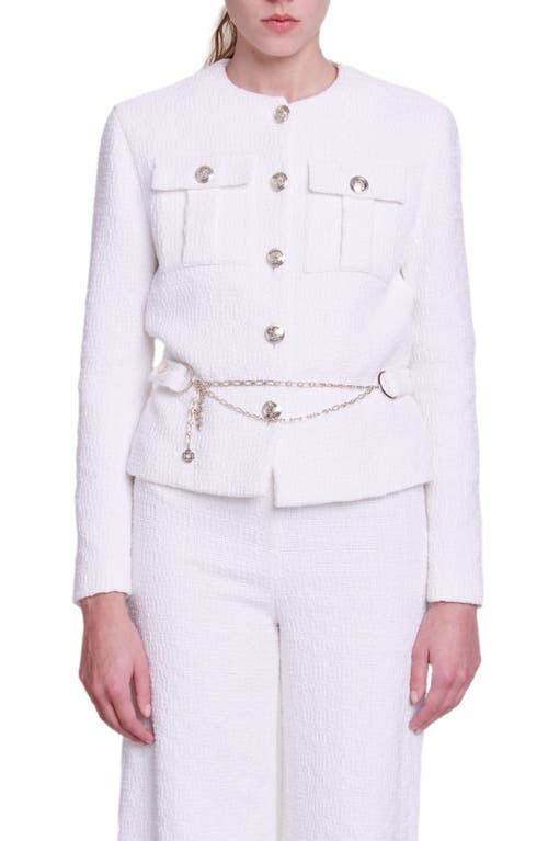 Maje Valasila Tweed Blazer In White
