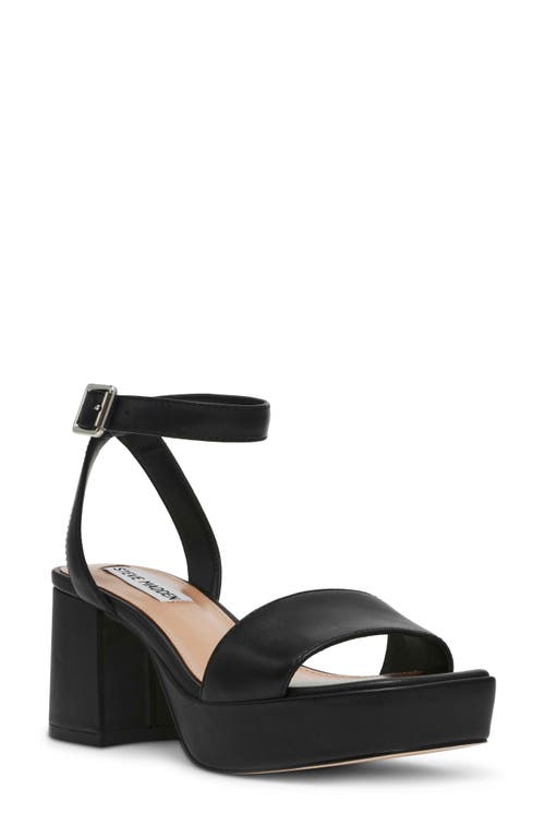 Shop Steve Madden Mercerr Ankle Strap Platform Sandal In Black Leather