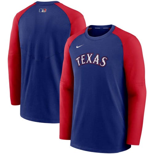 Men's Nike Royal/Red Texas Rangers Authentic Collection Pregame Performance Pullover Sweatshirt