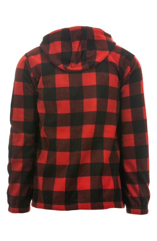 Burnside Comfy Polar Fleece Hoodie In Red/black