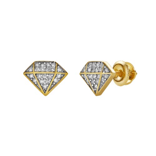 Luvmyjewelry Diadem L 10k Yellow Gold Cluster Diamond Unisex Earrings In 10k Yellow Gold