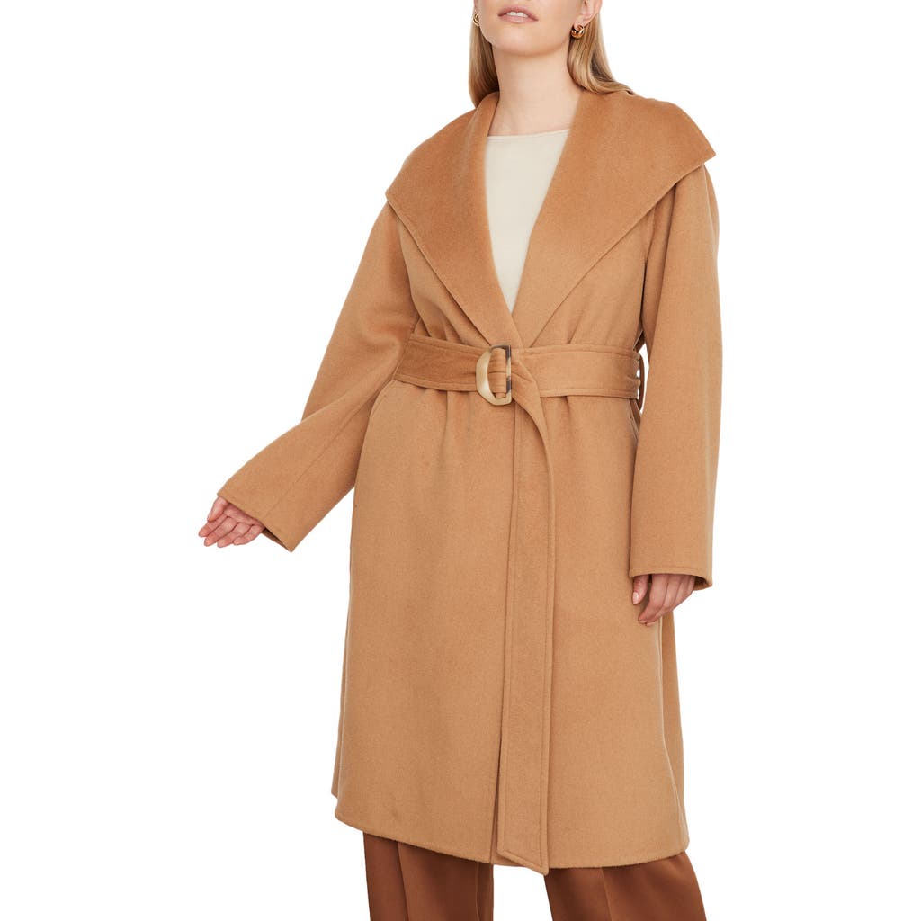 Vince Belted Single-breasted Coat In Almond