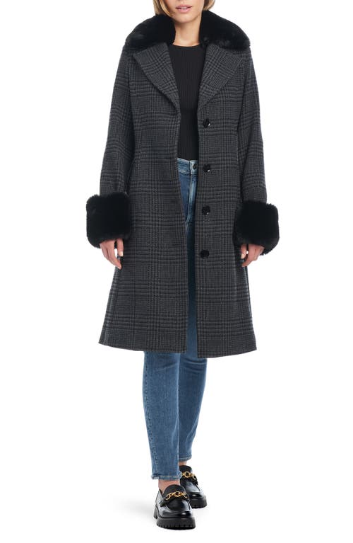 Shop Kate Spade New York Walker Belted Coat With Removable Faux Fur Collar And Cuffs In Sparkle Houndstooth