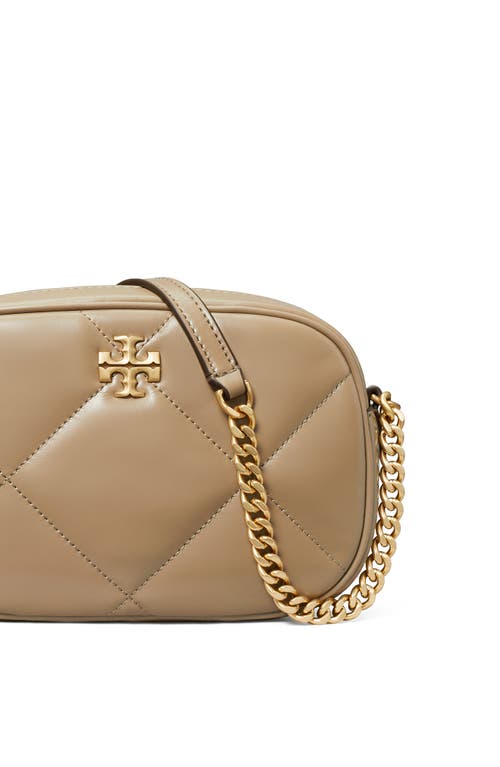 Shop Tory Burch Kira Diamond Quilted Leather Camera Bag In Taupe Oak