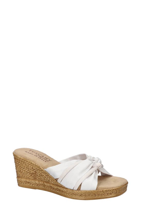 Easy Street Ghita Wedge Slide Sandal In White Crepe