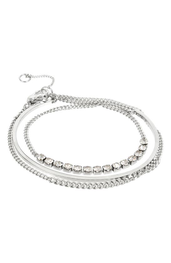 Allsaints Stone & Chain Delicate Wrap Bracelet In Silver