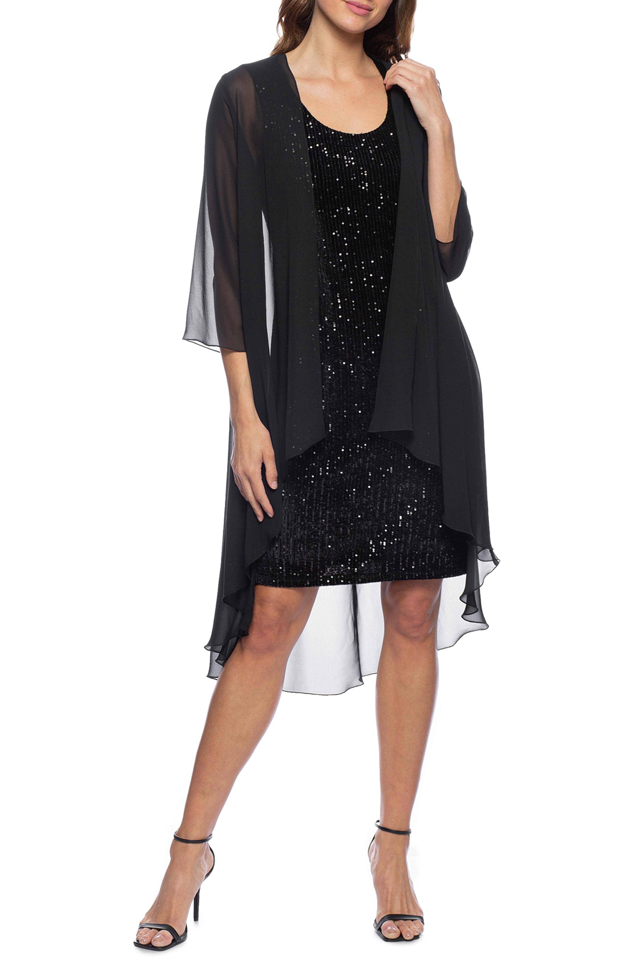Buy Boardwalk Empire Inspired Dresses Marina Sequined Velvet Dress with Sheer Shawl in Black at Nordstrom Rack Size X-Large $72.97 AT vintagedancer.com