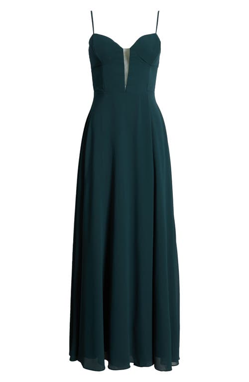 Shop Lulus Stunning Grace Chiffon Gown In Emerald Green