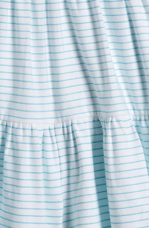 Tucker + Tate Kids' Stripe Tiered Romper In Teal Scuba- White Stripe