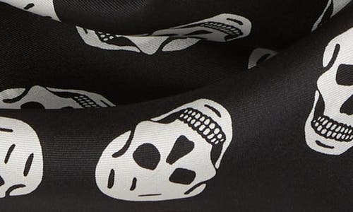 Shop Alexander Mcqueen Biker Skull Silk Scarf In Black/ivory