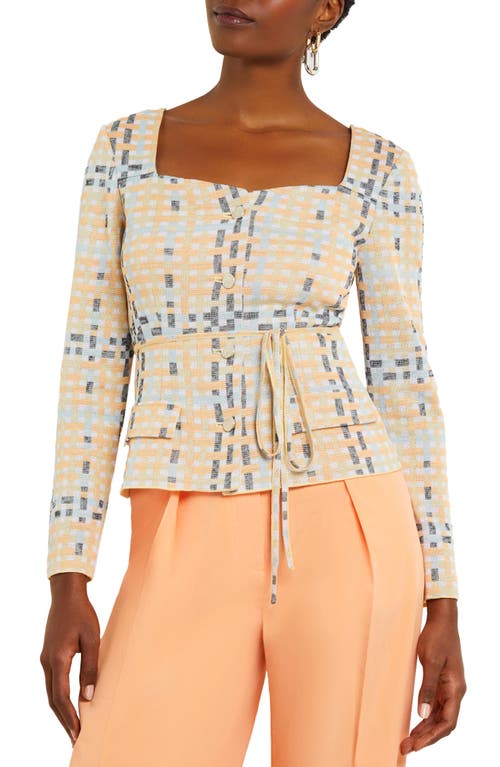 Misook Jacquard Knit Jacket Peach Blossom/caribbean Mist at Nordstrom,