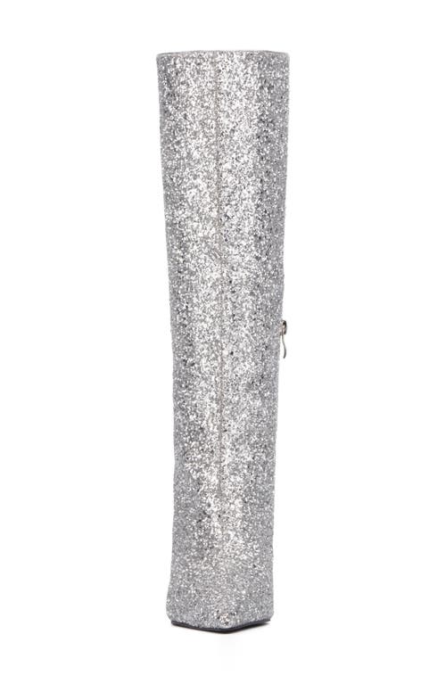 Olivia Miller Mars Knee High Boot In Silver Glitter