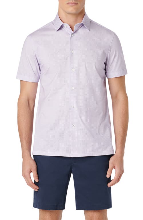 Bugatchi Milo OoohCotton Dot Print Short Sleeve Button-Up Shirt Lavender at Nordstrom,