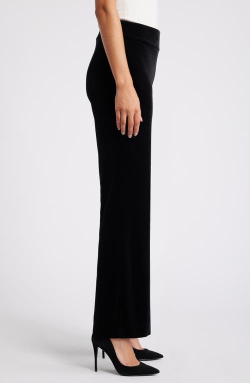 Shop Anne Klein Pull-on Wide Leg Velvet Pants In Anne Black