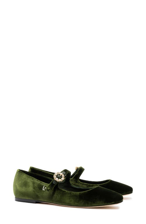 Shop Larroude Larroudé Blair Mary Jane Flat In Dark Green