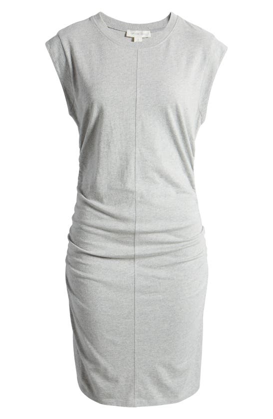 Shop Treasure & Bond Ruched Organic Cotton Cap Sleeve Dress In Grey Heather