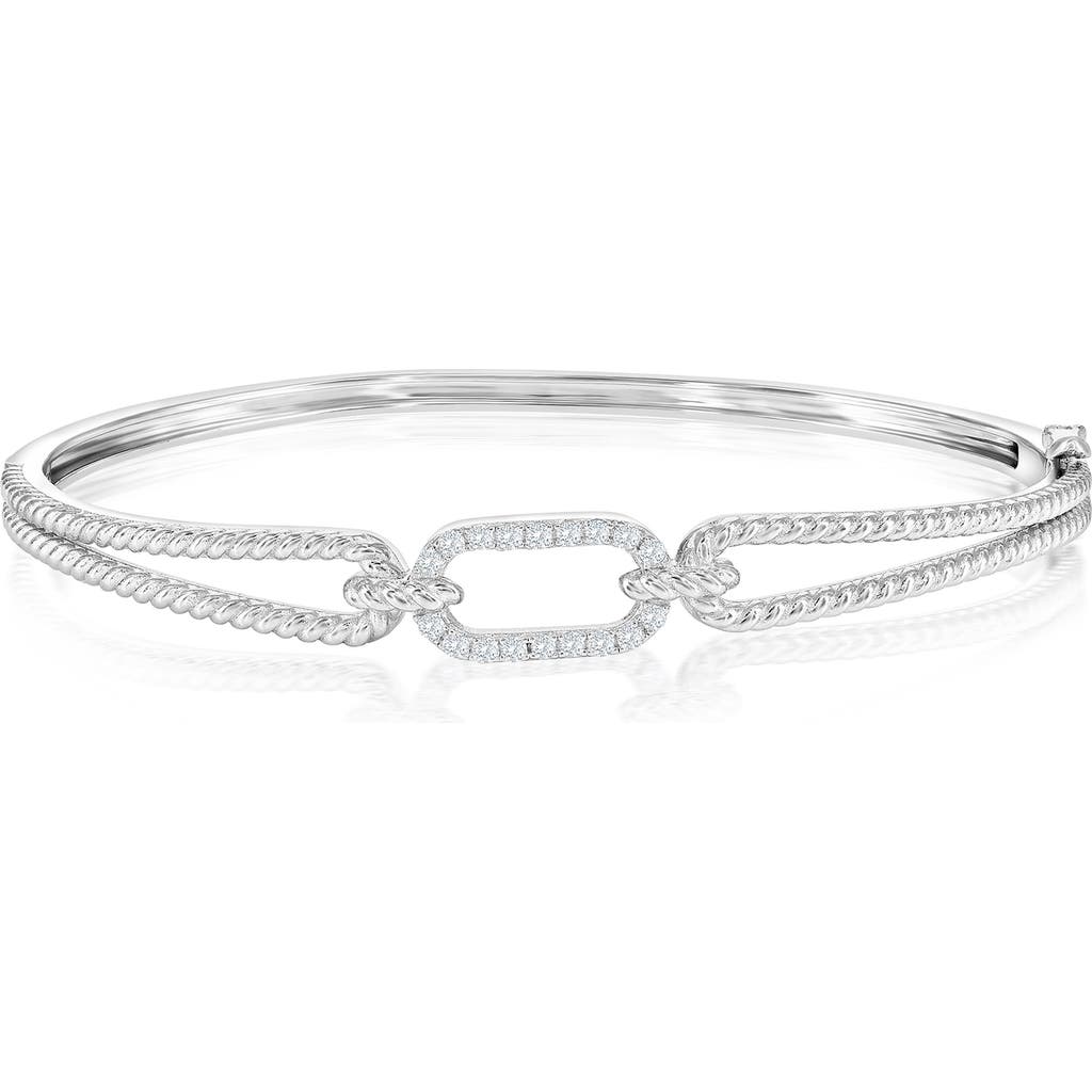 Simona Cubic Zirconia Rope Bangle Bracelet In Silver