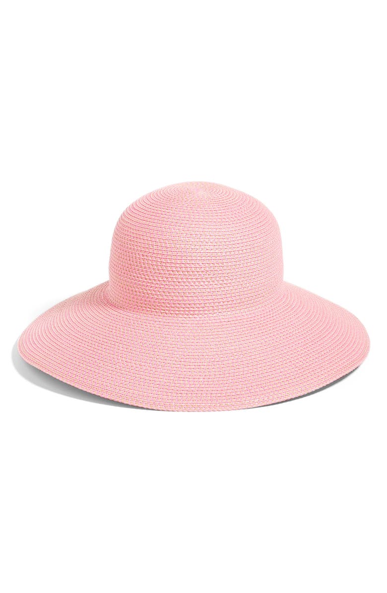 'Hampton' Straw Sun Hat, Main, color, POP PINK
