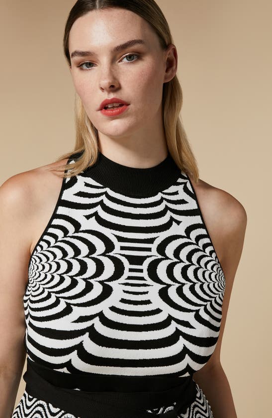 Shop Marina Rinaldi Bisous Pattern Sleeveless Knit Maxi Dress In White