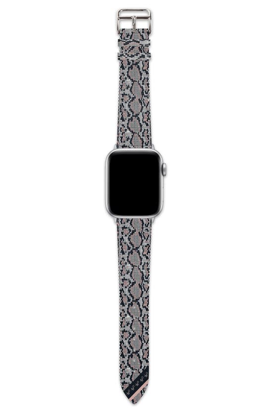 Wristpop Jimmy Snakeskin Print Faux Leather Apple Watch® Watchband In Pink/ Black