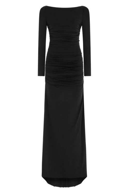 Open Back Long Sleeve Maxi Dress in Black