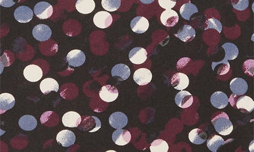 Anne Klein Polka Dot Short Sleeve Top In Anne Black/ Deep Plum Multi