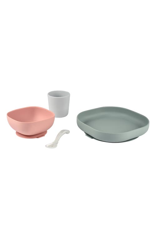BEABA 4-Piece Silicone Suction Baby Feeding Set in Eucalyptus at Nordstrom