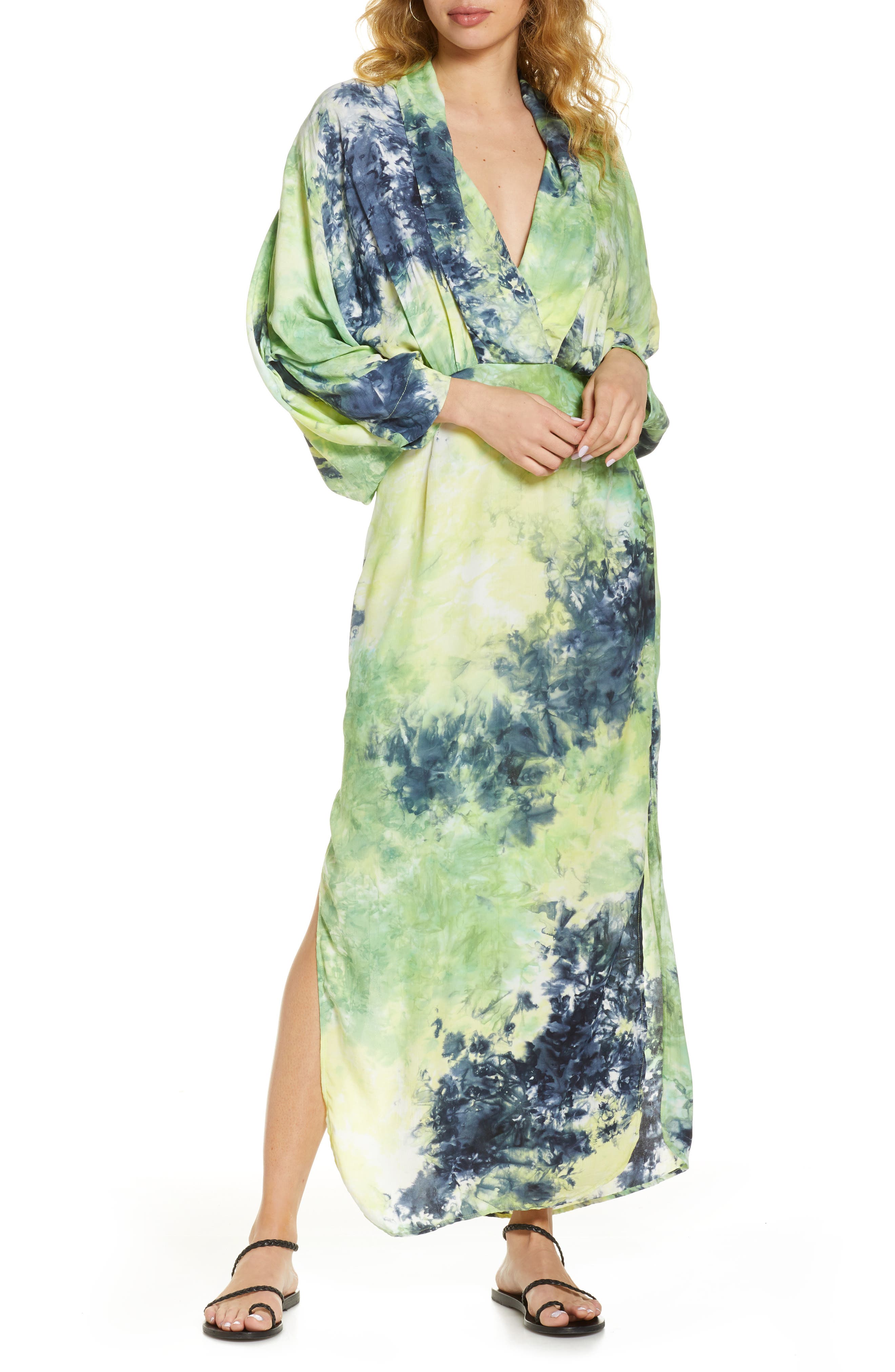 S W F Sunset Long Sleeve Dip Dye Maxi Dress Nordstrom