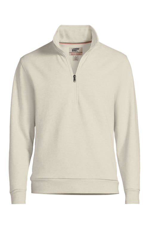 Shop Lands' End Long Sleeve Serious Sweats Half Zip Mock Sweatshirt In Flax Heather