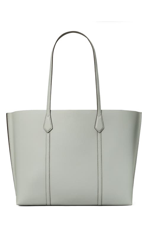 Shop Tory Burch Perry Triple Compartment Leather Tote In Feather Gray