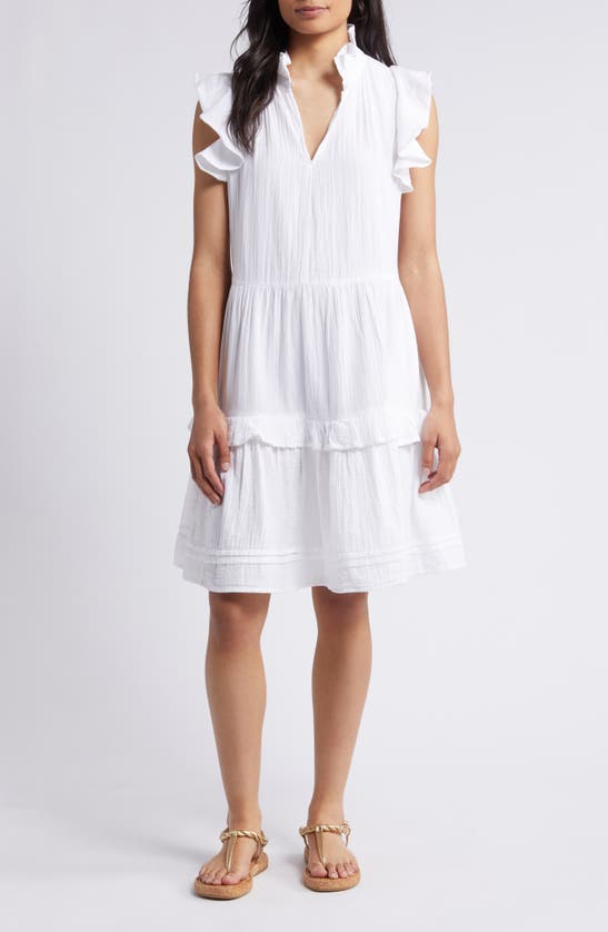 CASLON CASLON(R) RUFFLE DUO COTTON GAUZE DRESS