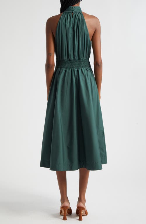 Veronica Beard Kinny Smocked Cotton Blend Midi Dress In Forest