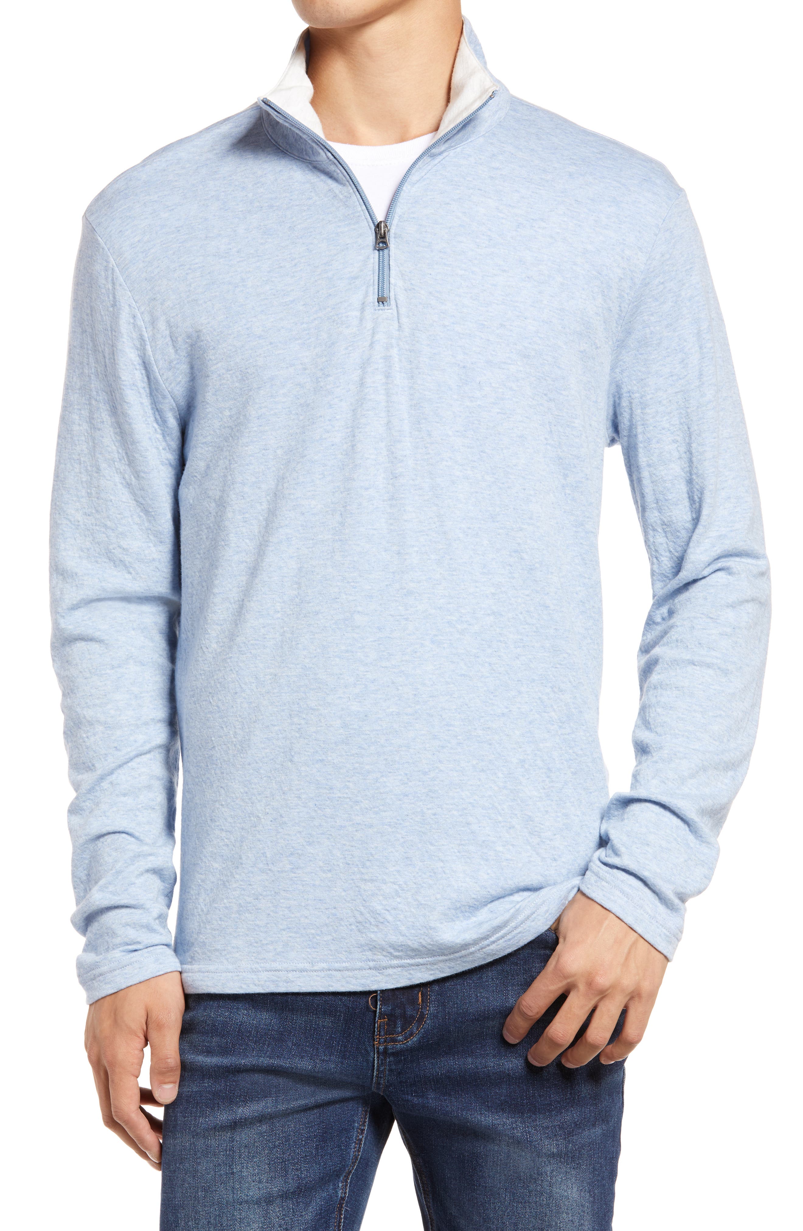 light blue quarter zip