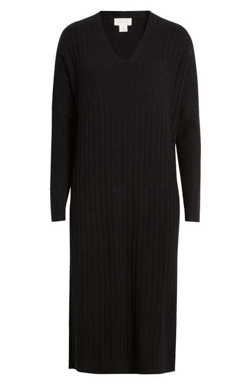 Shop Caslonr Caslon(r) Long Sleeve Rib Sweater Dress In Black