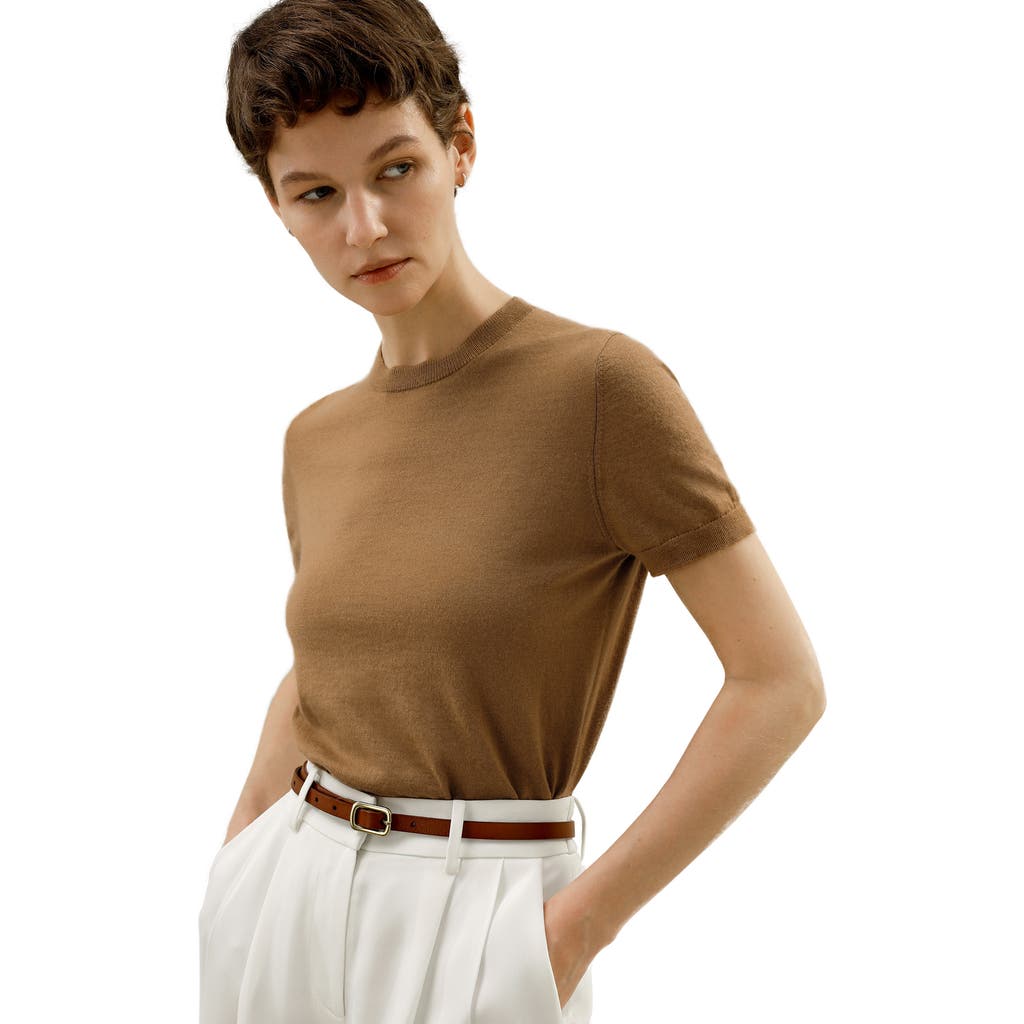 Lilysilk Cashmere Round Neck Sweater In Toffee