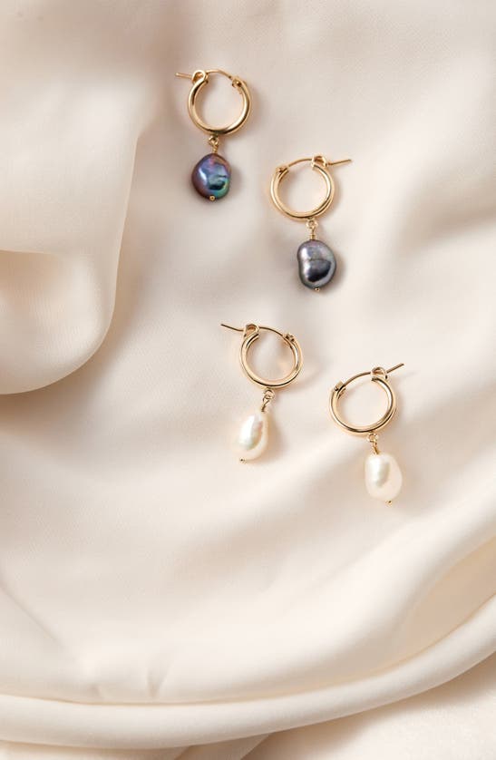 Set & Stones Adelle Keshi Pearl Hoop Earrings In Gold / Peacock