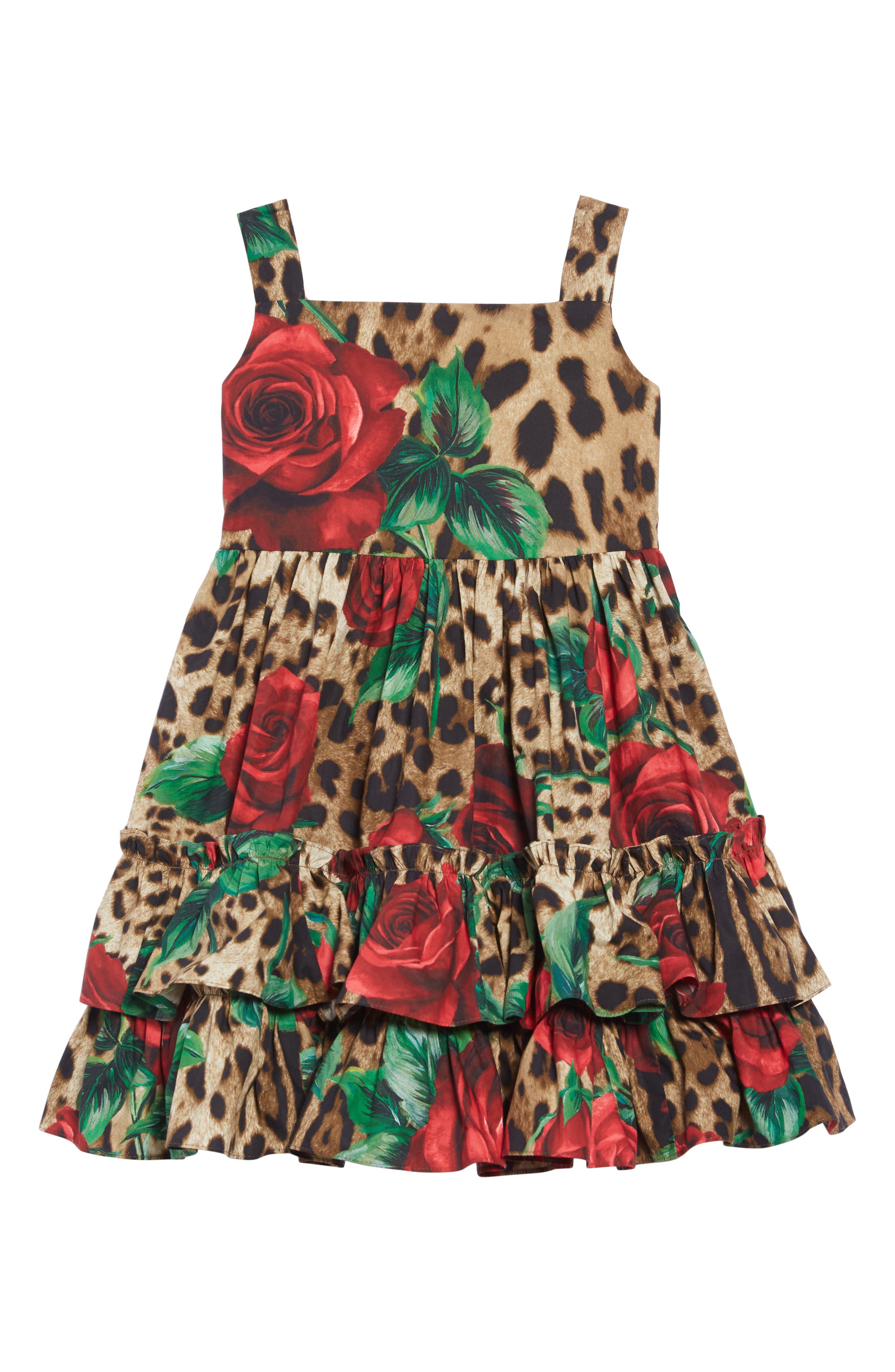 dolce and gabbana leopard and rose dress