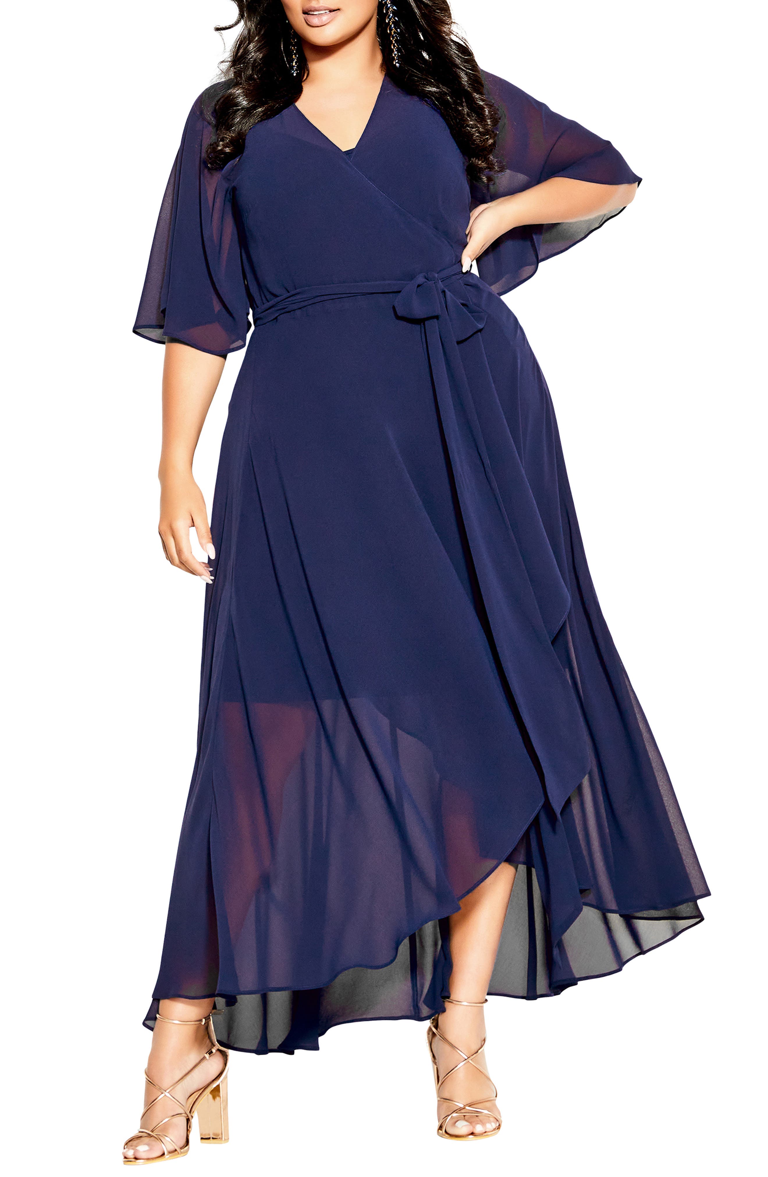 city chic blue wrap dress