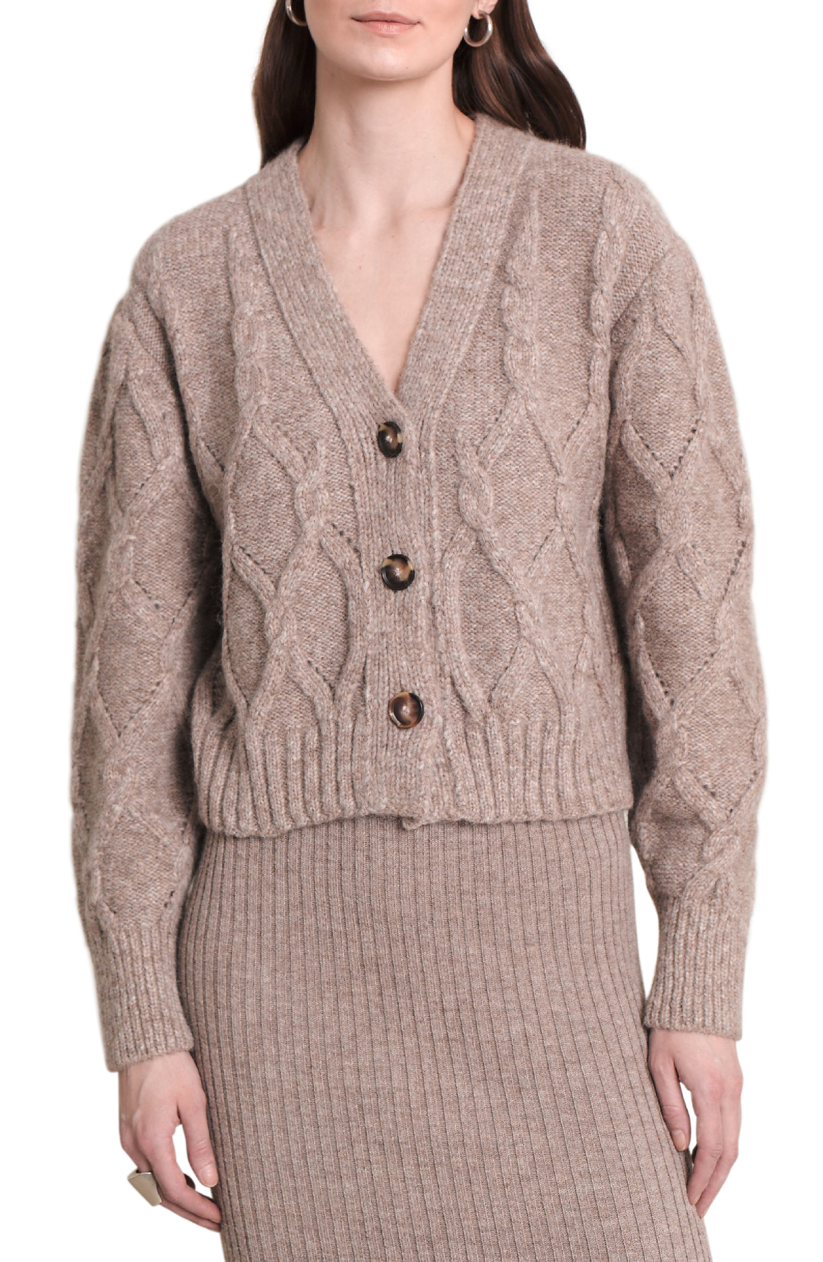 Eleven Six Jeanette Alpaca Blend Cardigan in Biscuit at Nordstrom