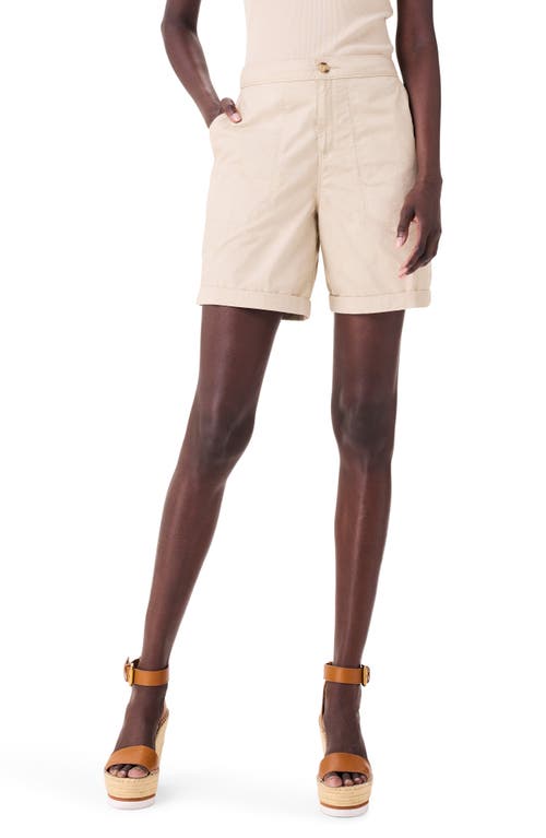 Shop Nic + Zoe Nic+zoe High Waist Cotton Poplin Shorts In Brown Rice