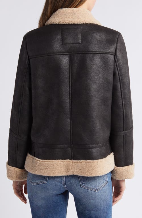 Shop Sam Edelman Faux Leather & Faux Shearling Moto Jacket In Camel/black