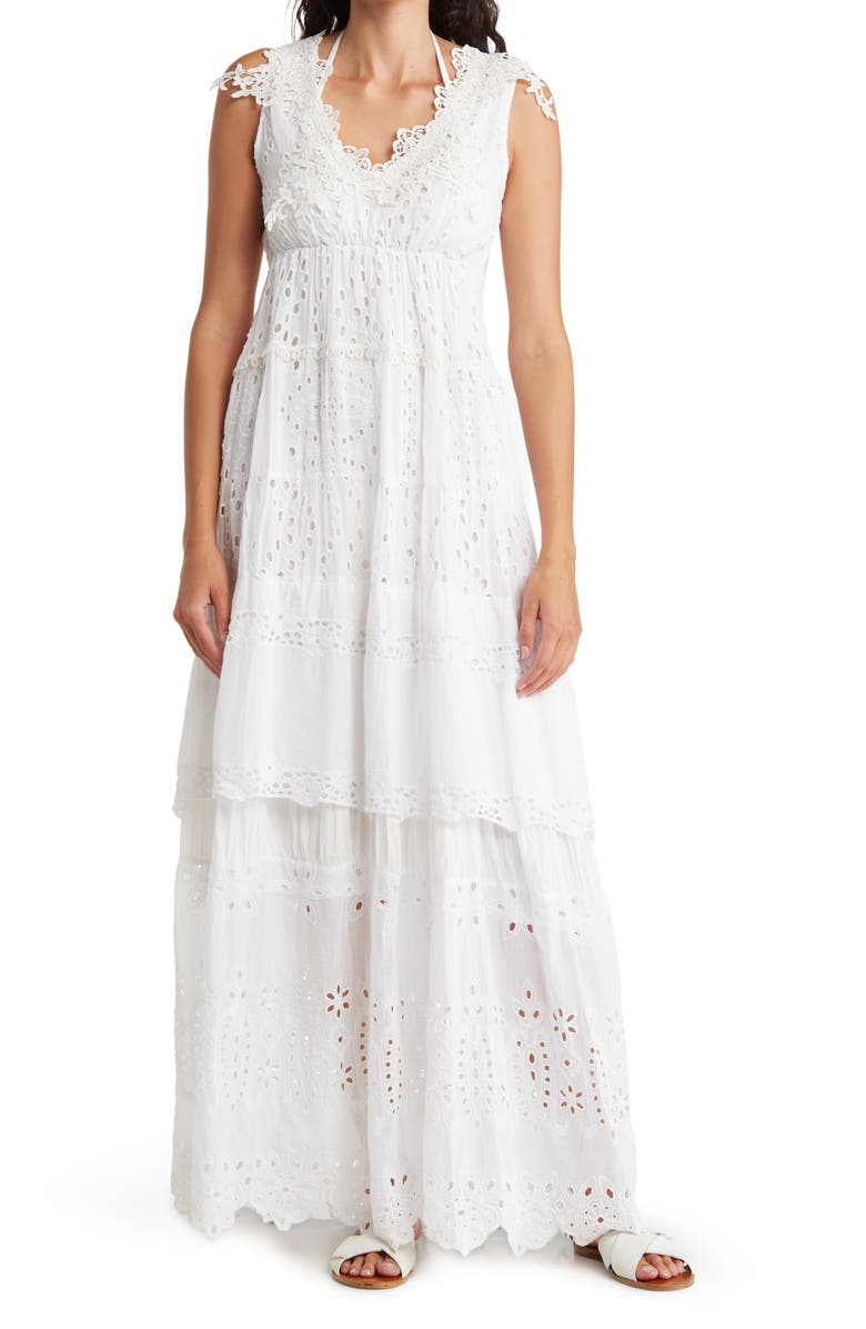 RANEES Lace Embroidered Eyelet Cotton Maxi Dress | Nordstromrack