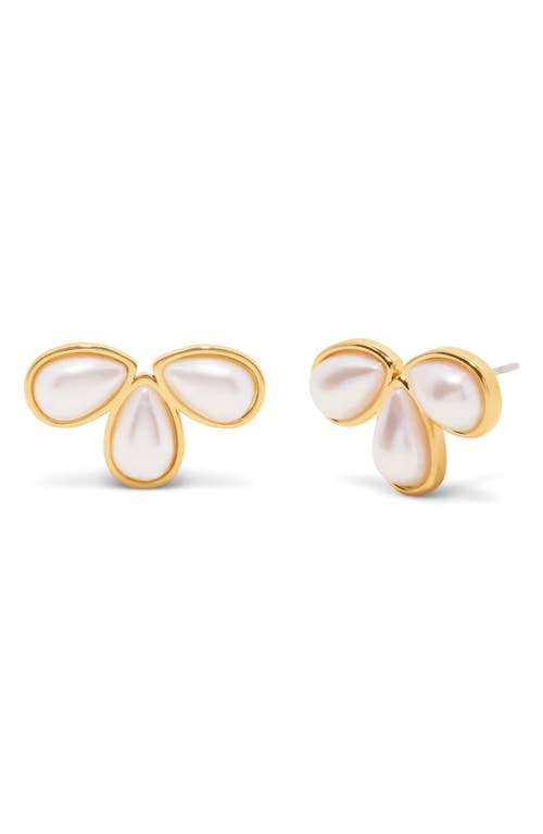Sandy Imitation Pearl Stud Earrings in Gold
