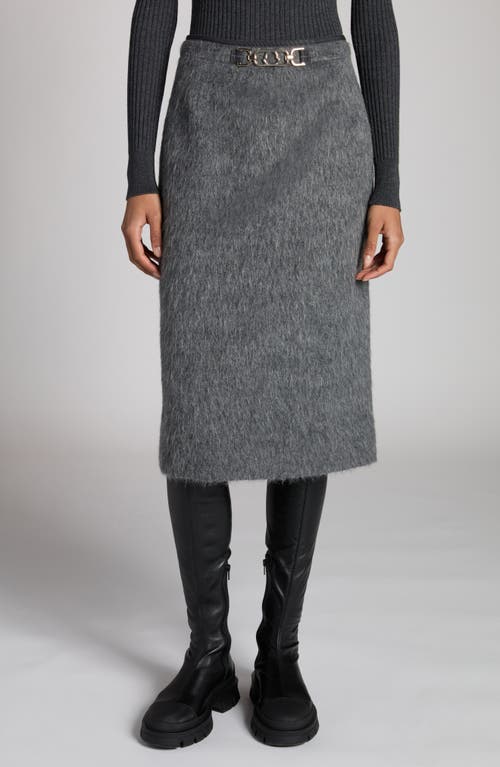 Moncler Fuzzy Wool Blend Skirt In Intense Gray Melange