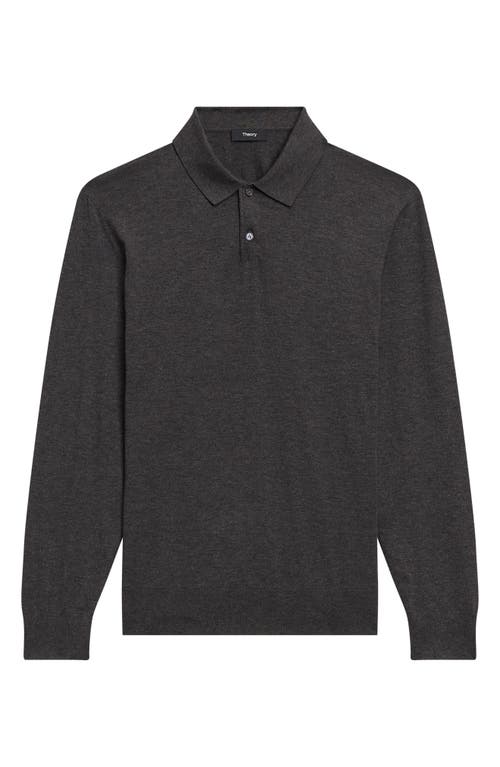 Shop Theory Goris Long Sleeve Polo In Pestle Melange