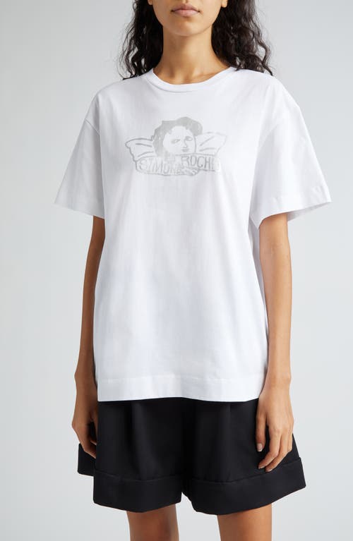 Simone Rocha Graphic Project Metallic Angel Baby Graphic T-shirt In White/silver