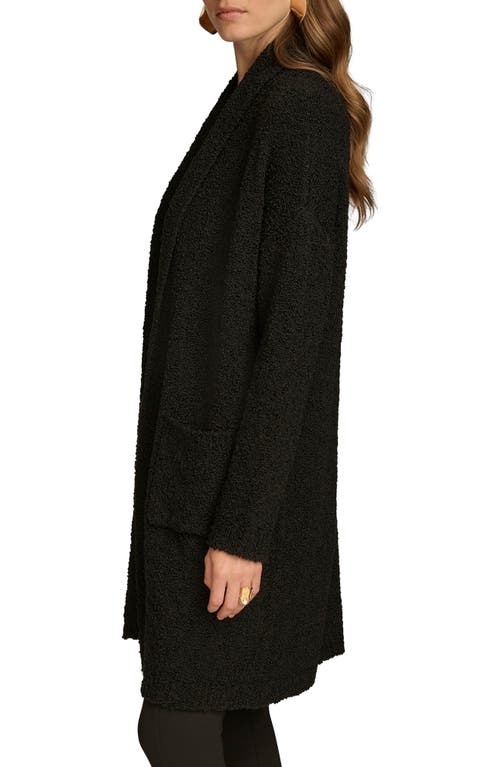 Shop Donna Karan Bouclé Wool Blend Longline Open Front Cardigan In Black